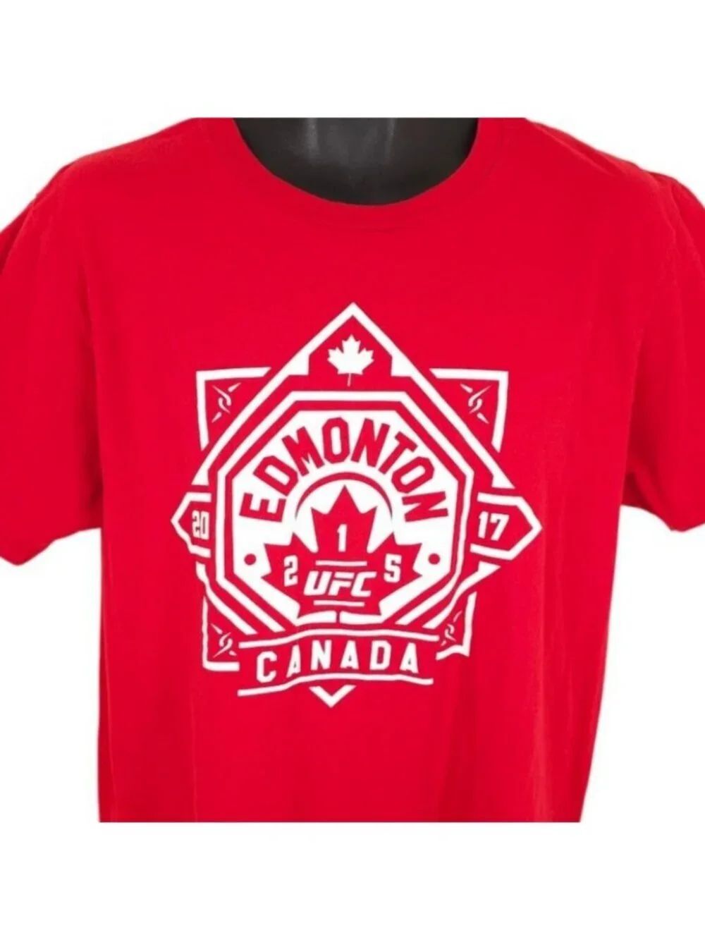 UFC Edmonton T Shirt Mens Size Large Red Ultimate Fighting Mixed Martial Arts